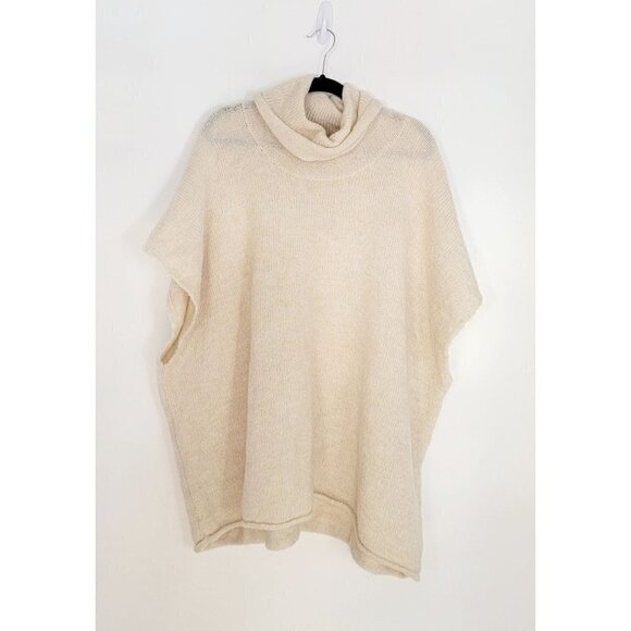 Universal Thread Beige Turtleneck Knit Sweater Poncho One Size - Picture 2 of 7